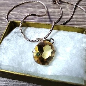 4 - Oval Cut Citrine Pendant on Sterling Silver chain